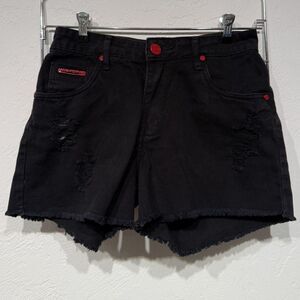 Lança Perfume Distressed Black Denim Shorts - BR/EU Size 36 (Sz 28"US)